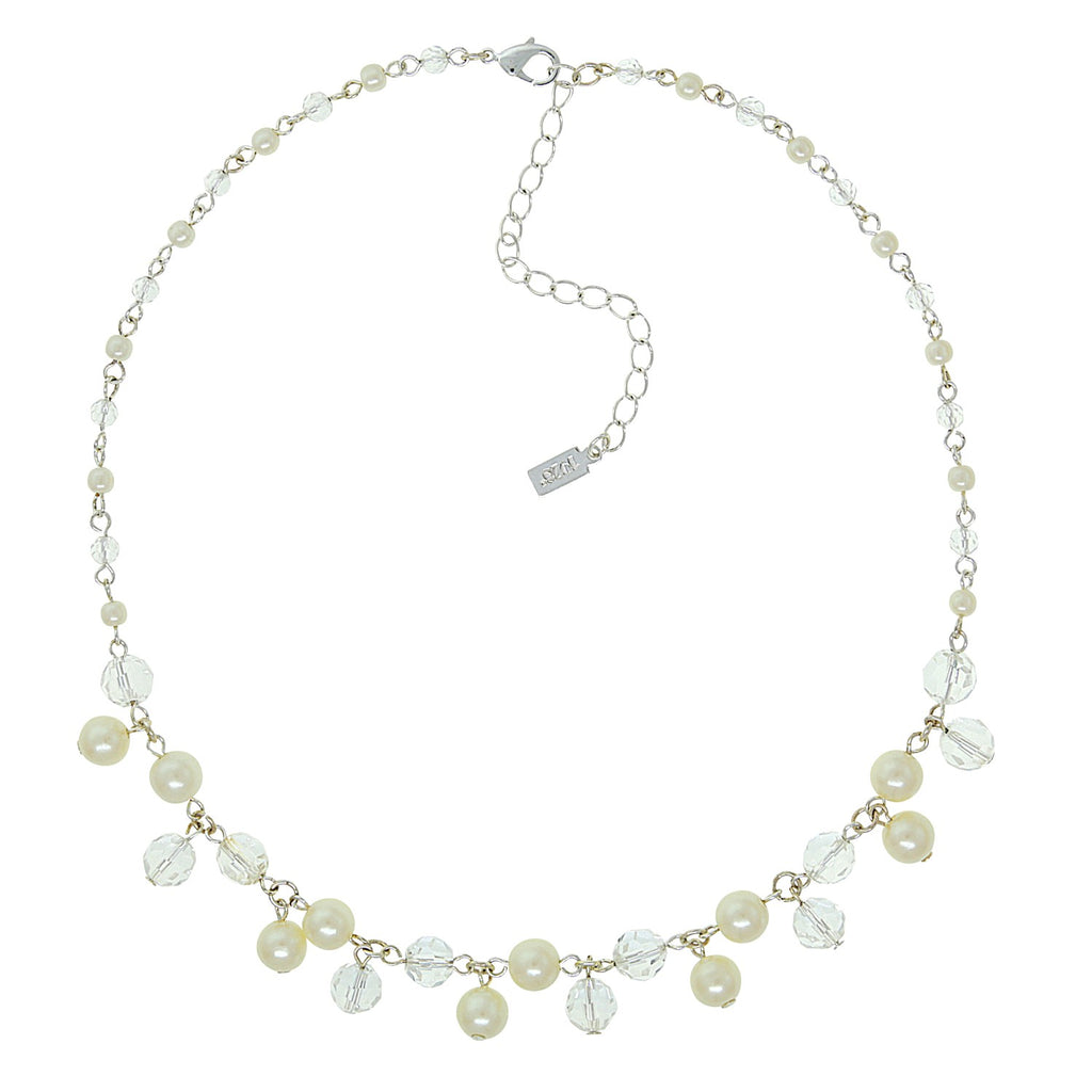 Crystal Faux Pearl Multi Necklace 16" + 3" Extender