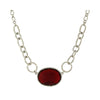 1928 Jewelry Ruby Red Faceted Oval Stone Pendant Necklace 16