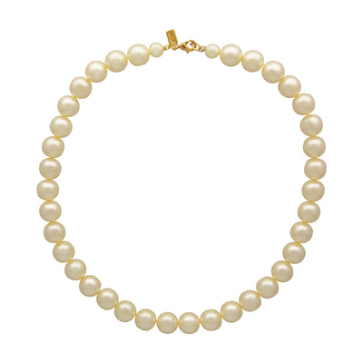 1928 Jewelry White 12mm Faux Pearl Strand Necklace 18"