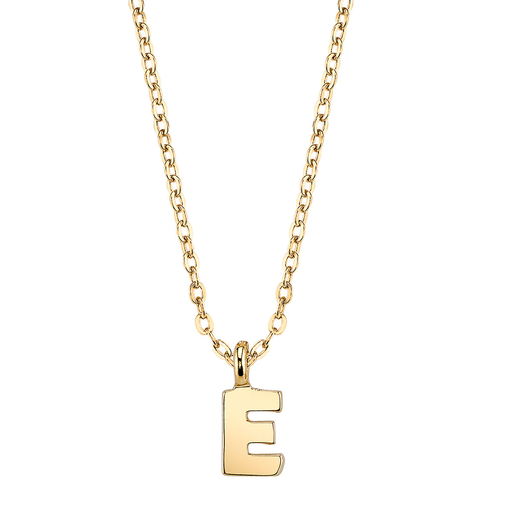 Gold Tone Mini Initial Necklaces E