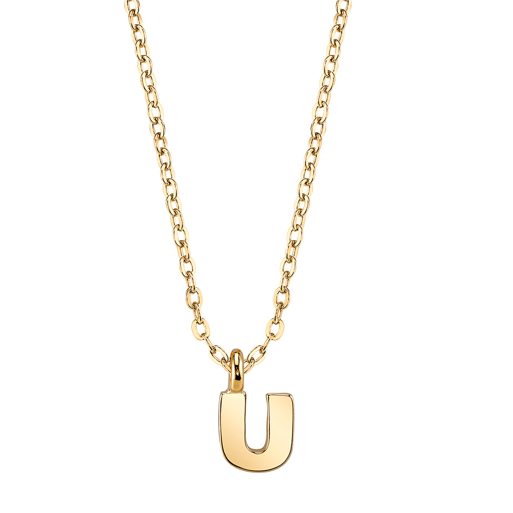 Gold Tone Mini Initial Necklaces U