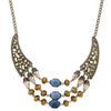 2028 Jewelry Burnished Brass Bronze Blue Light Topaz Bib Necklace 16