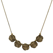 Gold Tone Flower Bib Necklace 16   19 Inch Adjustable