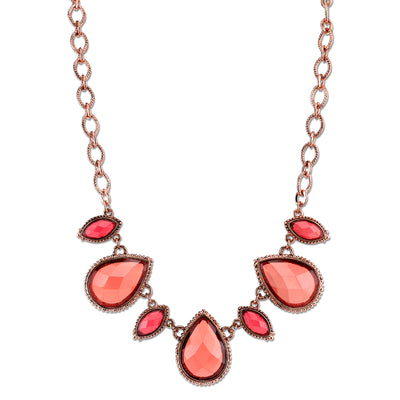 Copper Tone Pink Orange And Raspberry Color Collar Necklace 16   19 Inch Adjustable