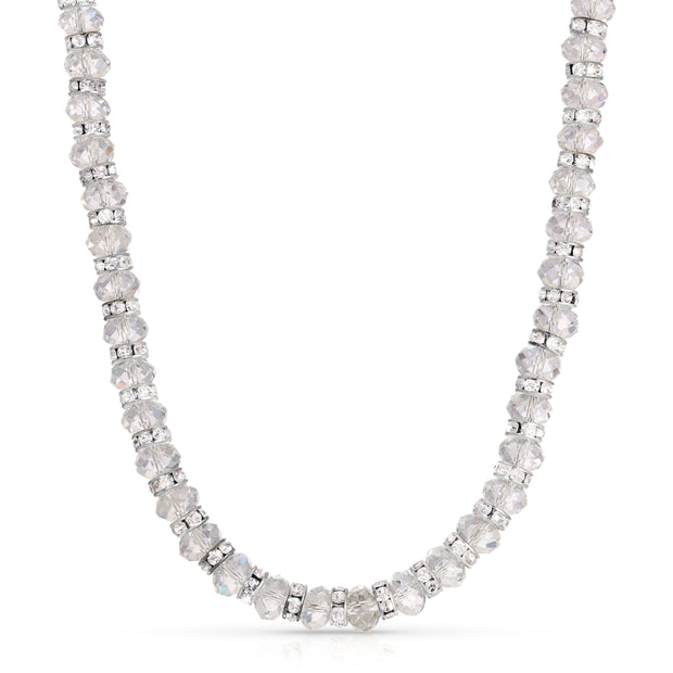 Lux Cut Clear Crystal Beaded Necklace 15" + 3" Extender