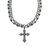 1928 Jewelry Jet Black Diamond Crystal Cross Chain Necklace 16