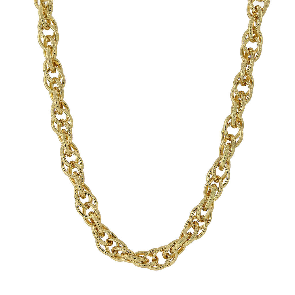 14K Gold Dipped Double Link Chain Necklace 18 Inch