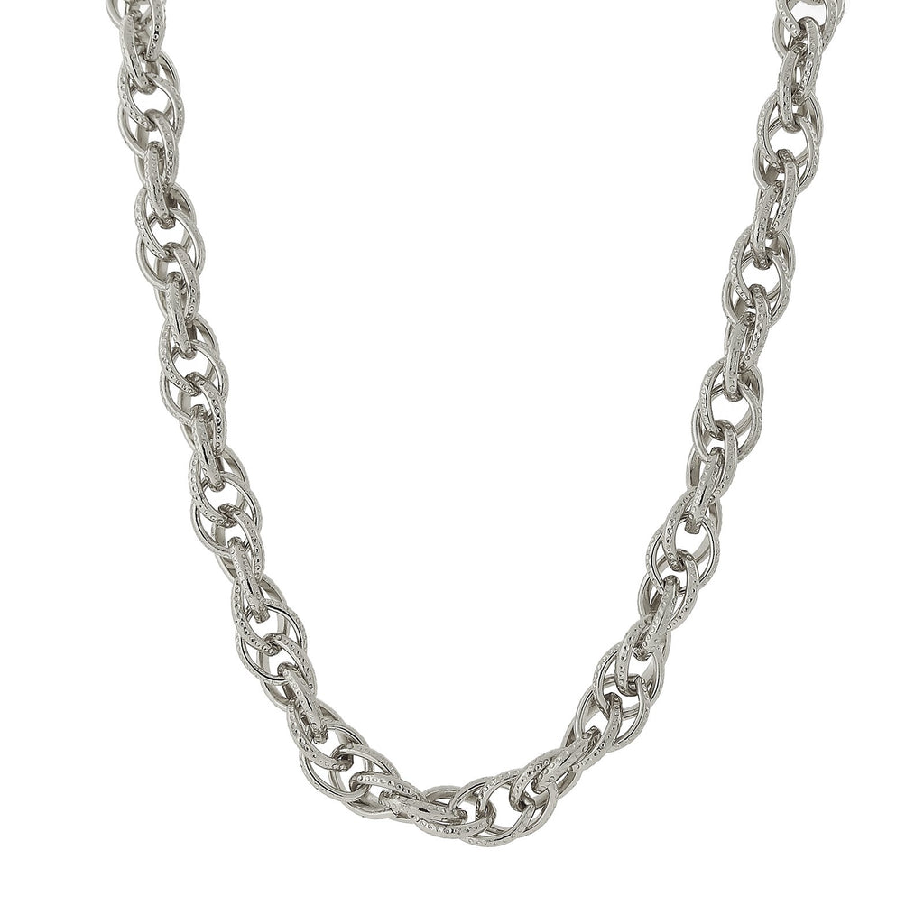 Silver Tone Double Link Chain Necklace 18 Inch