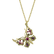 Ornate Multi Crystal Butterfly Necklace 16" + 3" Extender