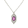 2028 Jewelry Fuchsia Pink Stone Faux Marcasite Deco Pendant Necklace 16