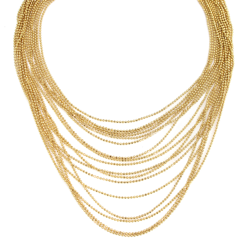 Gold Multi Chain Necklace 14 In Adj