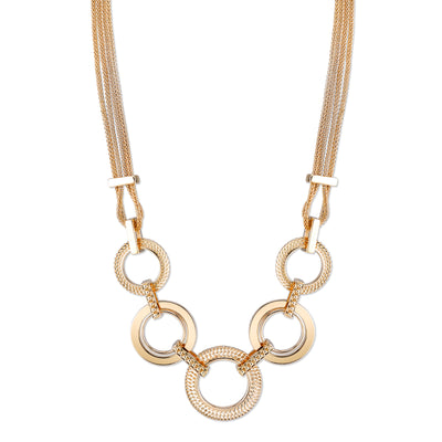 Gold Tone Circle Collar Necklace 16   19 Inch Adjustable