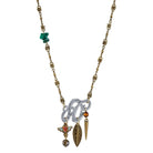 T.R.U. Metal Necklace With Gemstone Malachite Labradorite And Tigers Eye 18"