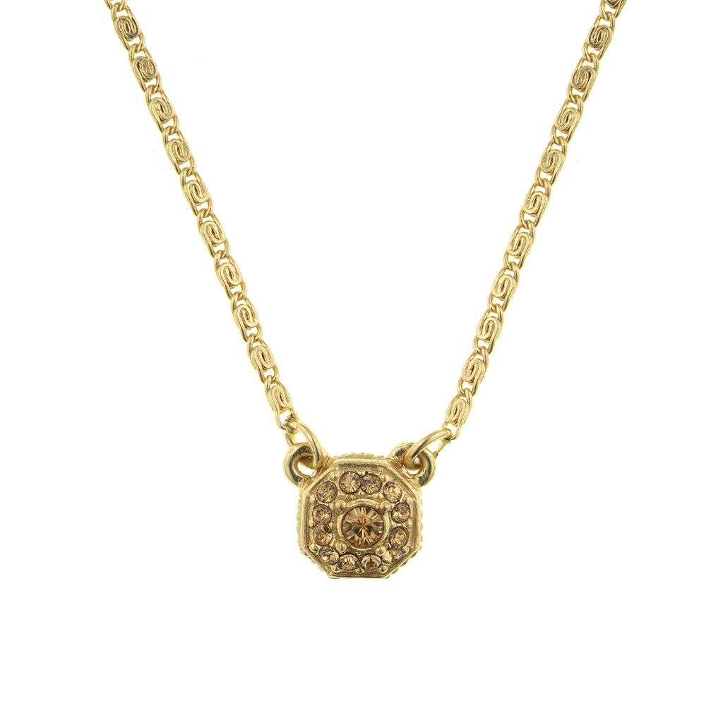 Gold Tone Topaz Color Necklace 16   19 Inch Adjustable