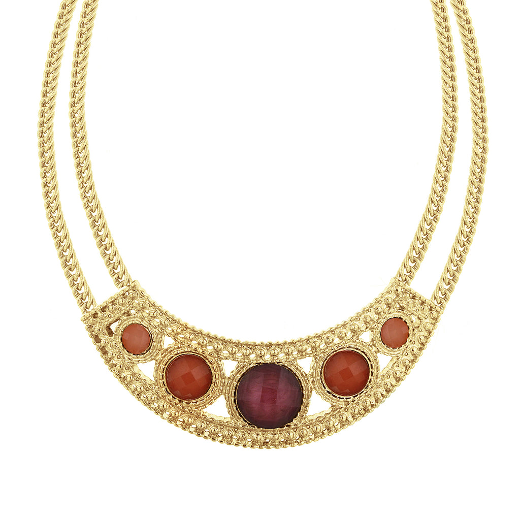 Gold Tone Mixed Berry Bib Collar Necklace 16   19 Inch Adjustable