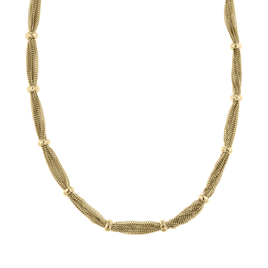 Gold Tone Station Chain Necklace 18.5 Adj.
