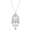 1928 Jewelry Crystal Filigree Multiple Teardrop Pendant Necklace 16
