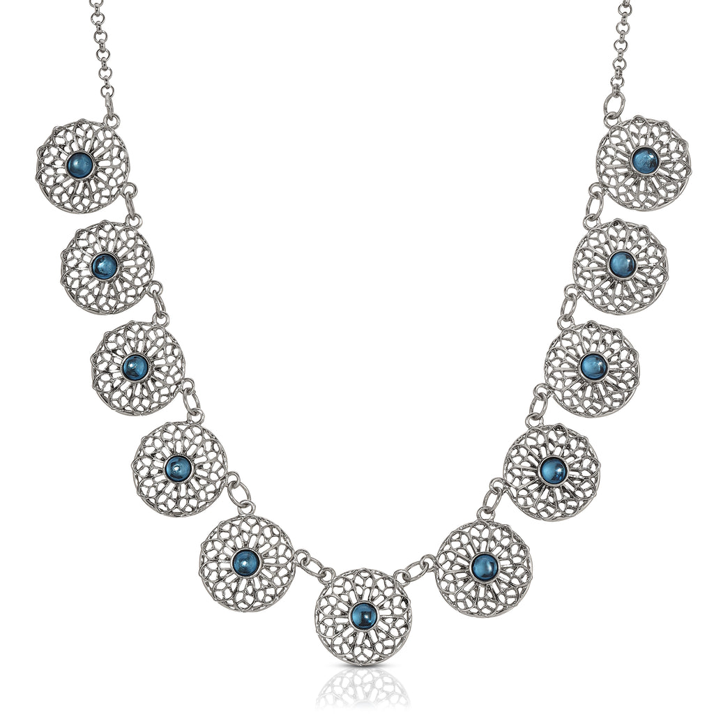 2028 Jewelry Flower Filigree Collar Necklace 16" + 3" Extender