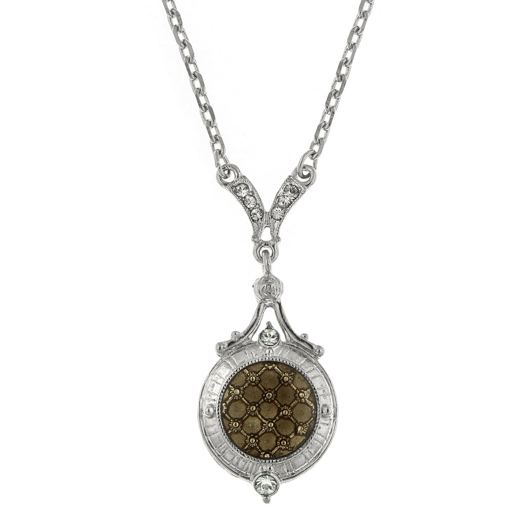 Silver Tone Black Diamond Small Pendant Necklace 16   19 Inch Adjustable