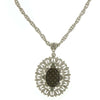 1928 Jewelry Round Black Diamond Crystal Oval Pendant Necklace 18