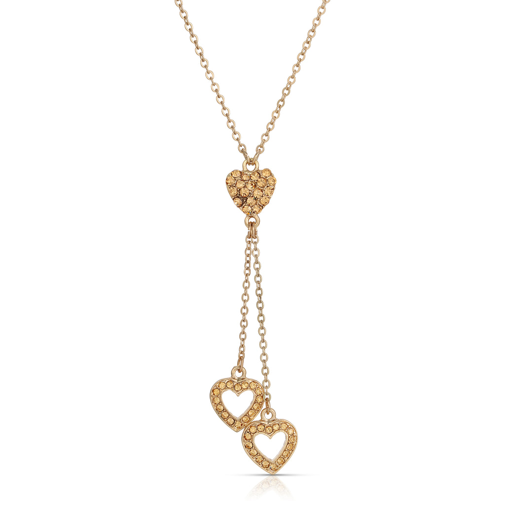 2028 Jewelry Topaz Heart Tassel Necklace 16" + 3" Extender