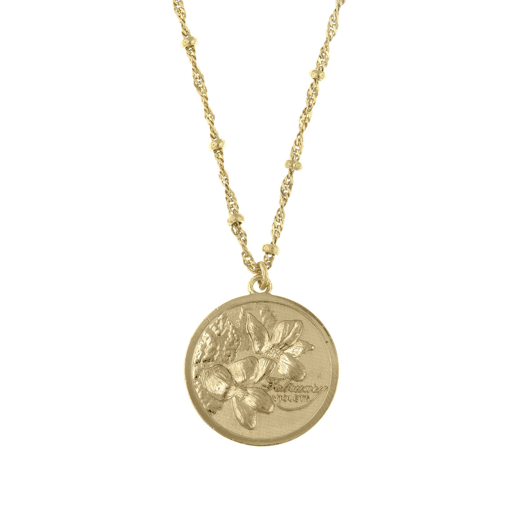 Gold Tone Flower Of The Month Necklace 16   19 Inch Adjustable March/Jonquil