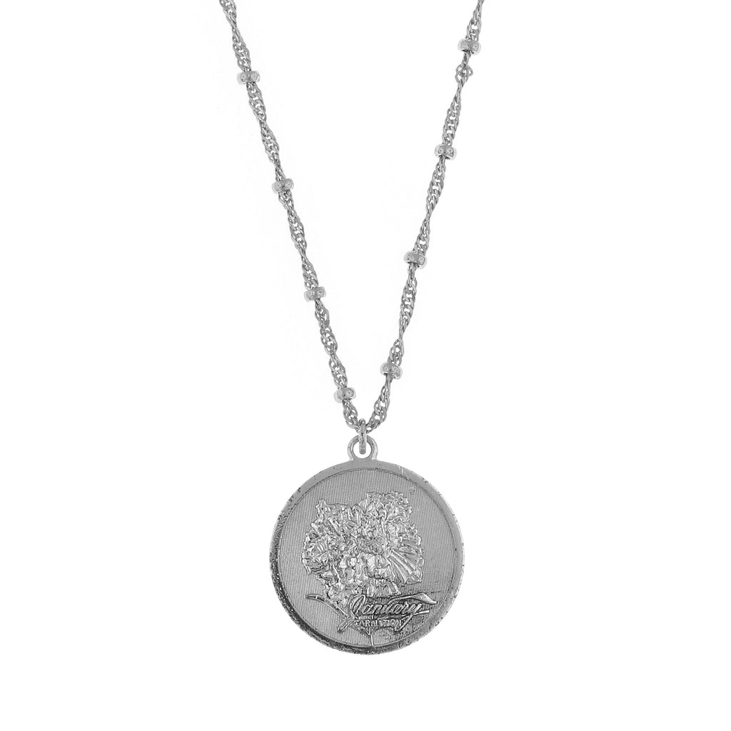 Flower Of The Month Necklace   January/Carnation 16   19 Inch Adjustable