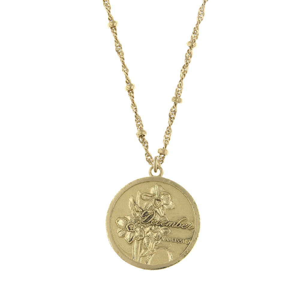 Gold Tone Flower Of The Month Necklace 16 19 Inch Adjustable