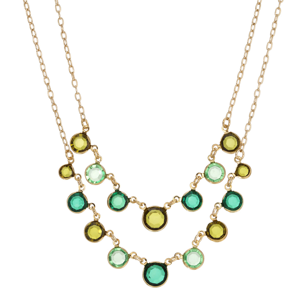 2028 Jewelry Green 2-Row Necklace 16" + 3" Extender