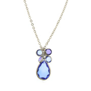 Light Blue Cluster Pear Shape Necklace 16 - 19 Inch Adjustable