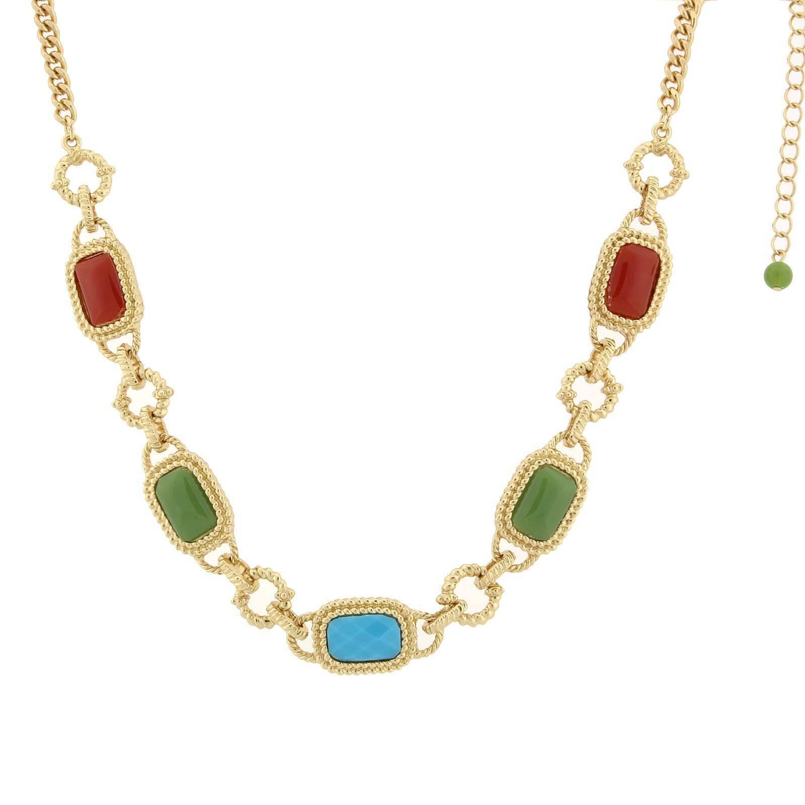 2028 Jewelry Multi-Color Link Collar Necklace 16" + 3" Extender