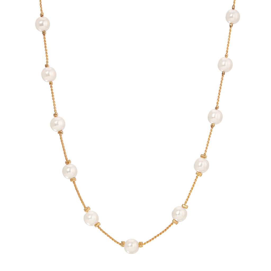 Faux Pearl Strand Necklace 16" + 3" Extender