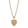 1928 Jewelry Filigree Heart With Austrian Crystal Accent Pendant Necklace 18