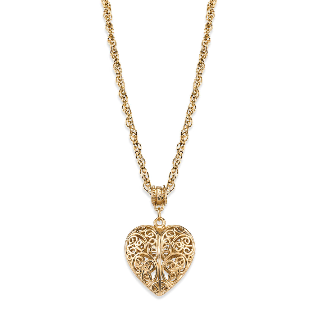 Filigree Heart With Austrian Accent Necklace 18"
