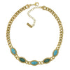1928 Jewelry Oasis Green & Turquoise Stone Collar Chain Statement Necklace 16