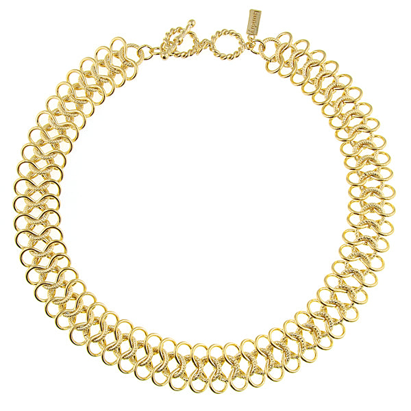 Gold Tone Ornate Link Collar Necklace 16