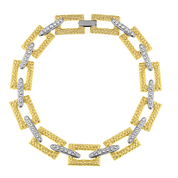 2028 Gold and Silver Tone Crystal Articulated Link Collar Necklace 17