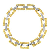 2028 Gold and Silver-Tone Crystal Articulated Link Collar Necklace 17