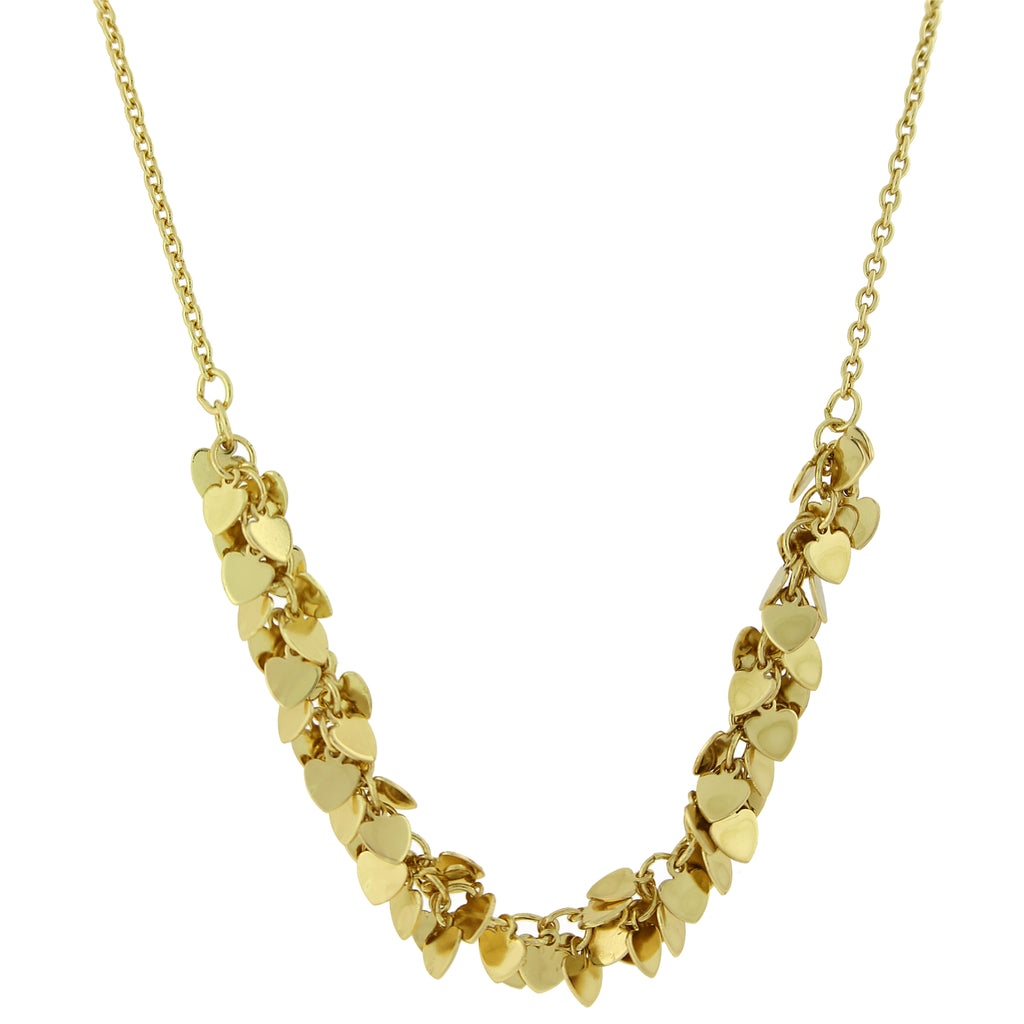 14K Gold Dipped Cluster Heart Necklace 16 Inch