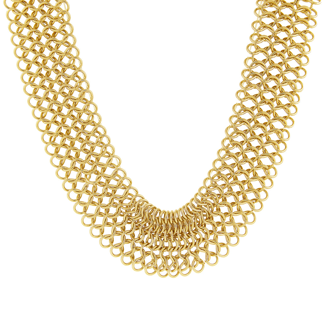Gold Tone Chain Collar Necklace 18 In Adj