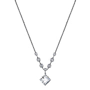 Black Tone Genuine Swarovski Crystal Diamond Shape Pendant Necklace 16   19 Inch Adjustable