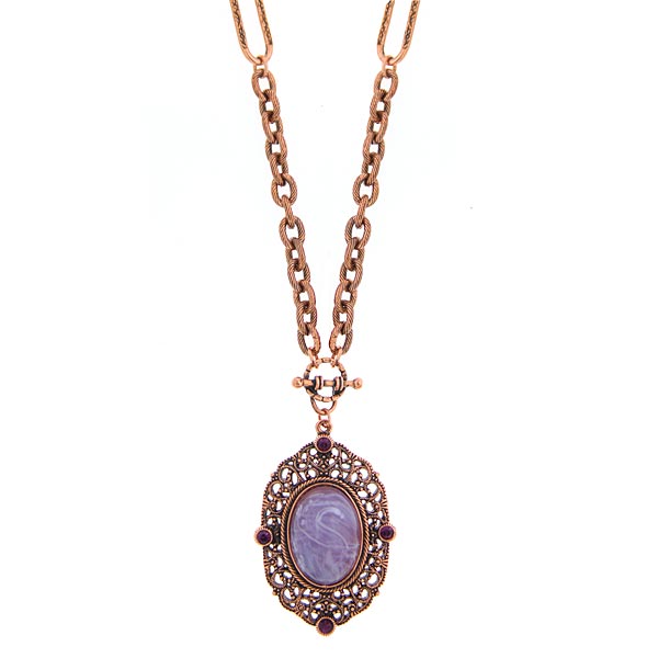 Jewelry Amethyst Color Pendant Necklace 30 In"