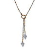 T.R.U. Pewter-Tone Double Arrowhead Waxed Linen Wrapped Lariat Necklace 42