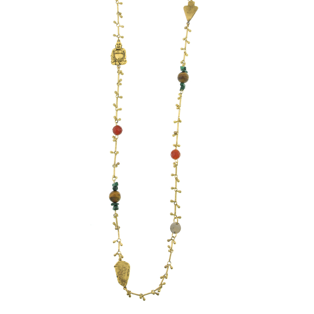 T.R.U. Droplet Chain With Buddha And Gemstone Accents Necklace 44 ...
