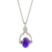 Vintage Wishbone Blue Crystal Bead Rotating Necklace