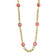 Gold Tone Chain Necklace 36 In Pink