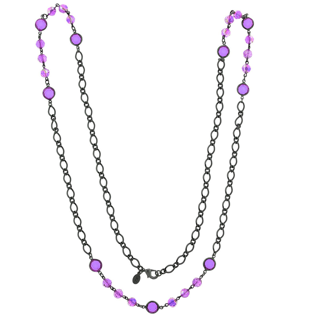 Purple 2028 Jewelry Channel Stone AB Bead Long Strand Necklace 40