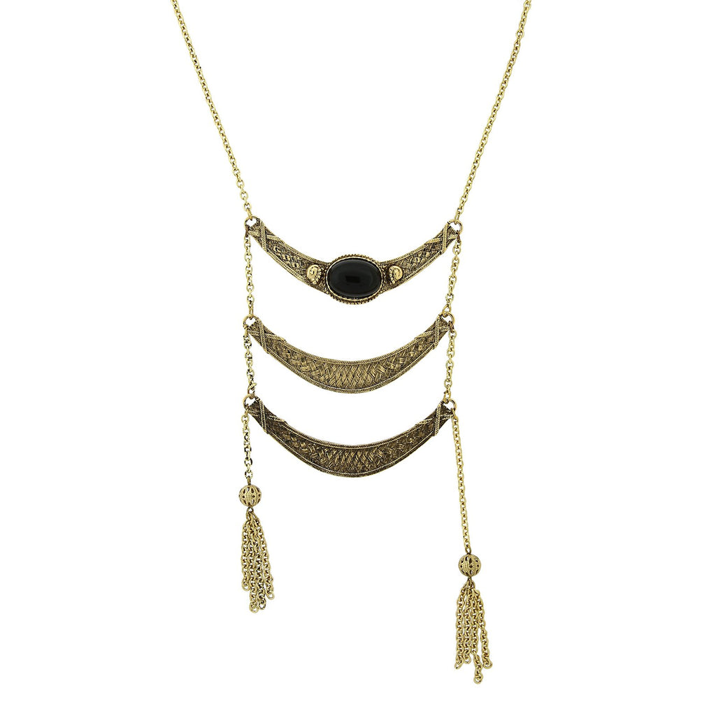 2028 Jewelry Antique Inspired Ladder And Tassel Necklace 28"