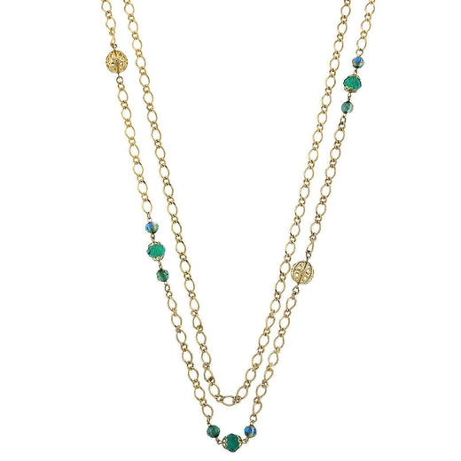 2028 Jewelry Long Layered Chain AB Crystal Necklace 42"