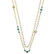 Green Long Layered Chain AB Crystal Necklace 42 Inches